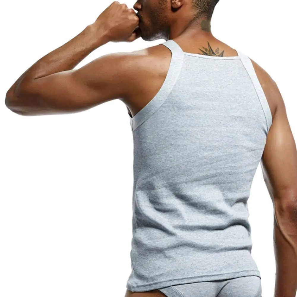 Summer Sports Men Vest Solid Color Square Slim Sleeveless Men Cotton Neck Fitness Tanks Men Undershirt Muscle Male Shirts 2024