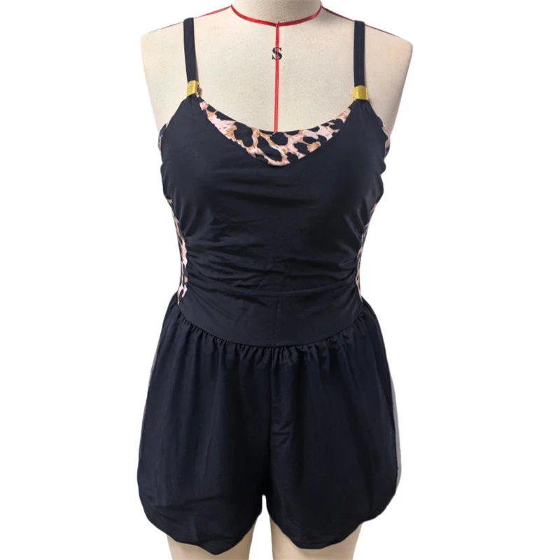 

V-Neck Patchwork Swimwear Women's One-Piece Overalls Swimsuit Dresses Tummy Control Bathing Suit with Pockets 2026