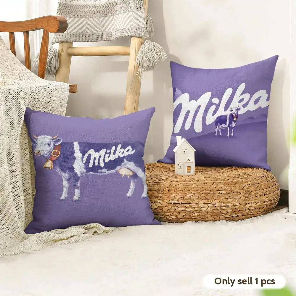 Chocolate M-MilkaS BoxS Cushion Cover Organic Linen Square Pillow Case Durable Non-Allergenic And Kind To Skin