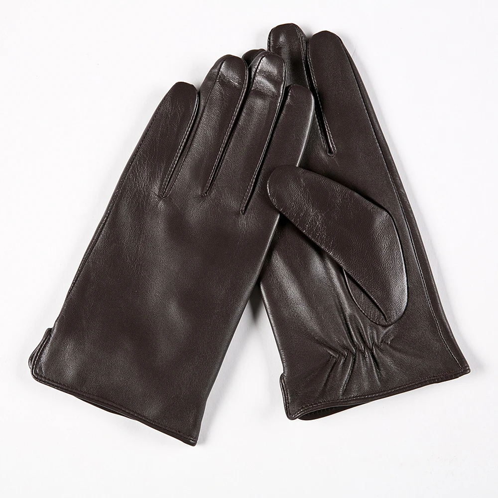 GOURS Winter Real Leather Gloves for Men Brown Genuine Goatskin Touch Screen Gloves Fleece Lined Warm Fashion Driving New GSM006