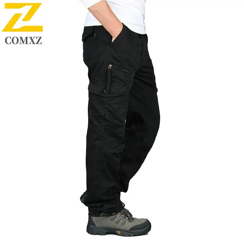 Male Cotton Cargo Pants Summer Casual Straight Leg Durable Utility Trousers Outdoor Camping Adventure  Comfort Workwear Pants