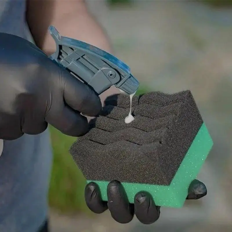 Tire Dressing Applicator Car Cleaning Sponge Ergonomic Handle Reusable Foam Wax Pad Wave Design Brush For Coating Application