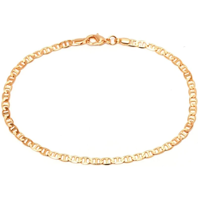 

Gold Anklet for Women Flat Mariner Anklet 18K Gold Plated Flat Marina Link Anklets for Women Teen Girls