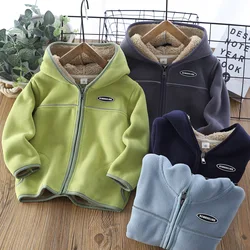 Winter Zipper Fashion Children's Polar Fleece Hooded Coat Boys Thick Warm Sweatshirt Kids Long Sleeve Cardigan Outwear
