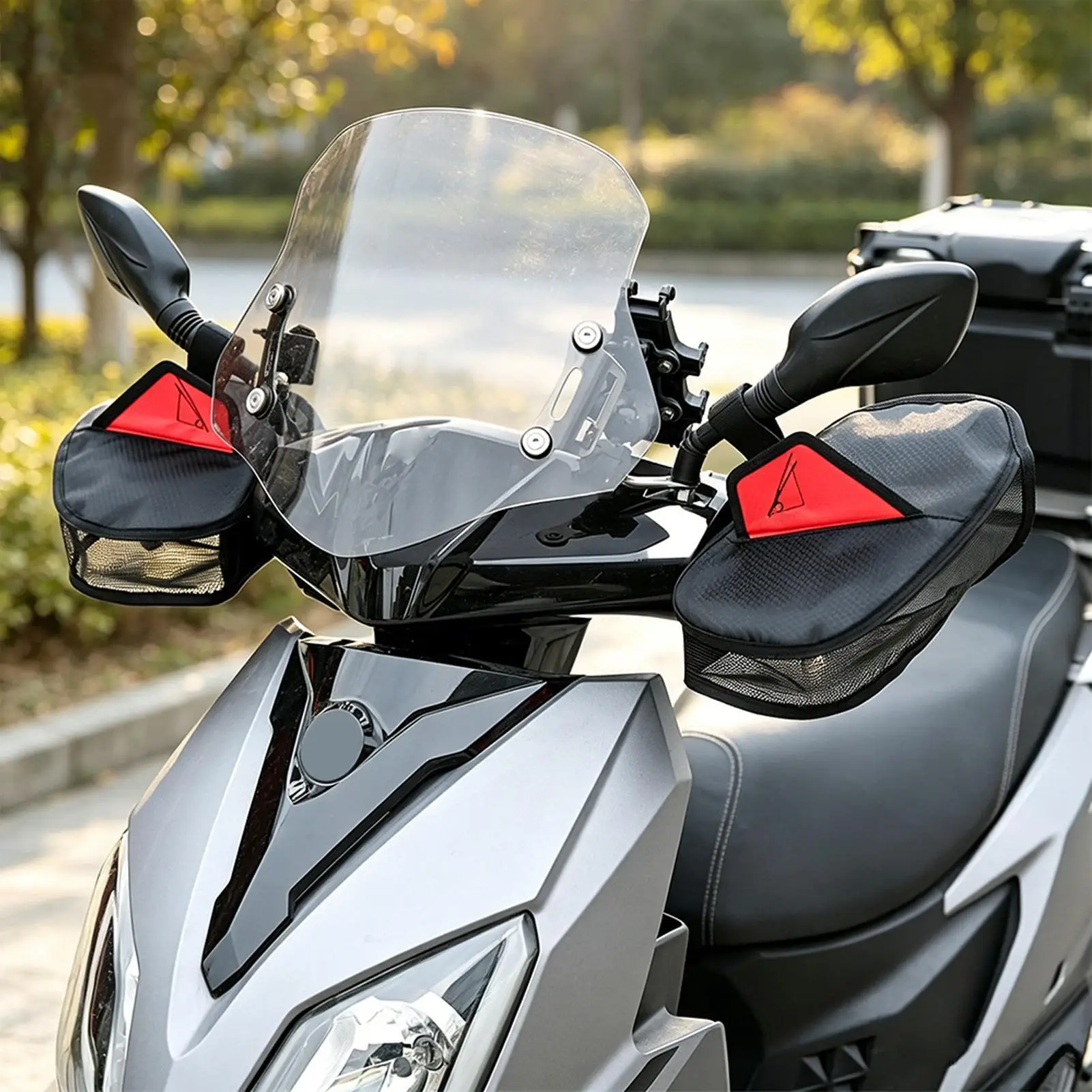 Motorcycle Handlebar Muffs Breathable Mesh Guard Gauntlets Bike Mittens For Scooter Bike Mountain Road Long Distance Riding