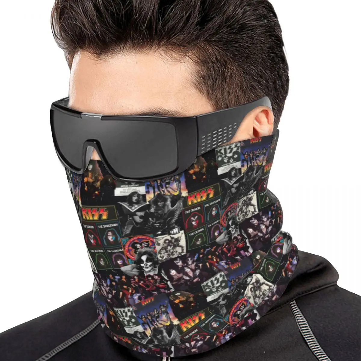 Heavy Metal Rock Music Band Kiss Multifunctional Elastic Neck Gaiter Wind Proof Face Cover Bandana Unisex for Motorcycle Fishing