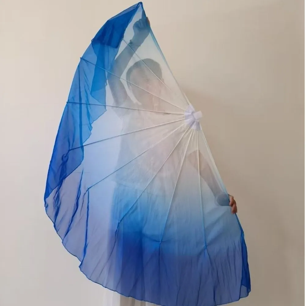 Fishbone Veil Fishbone Fan Light Weight Flowy Long Opening Stage Props Gradient Color Soft Dance Yangko Fan Dance Supplies