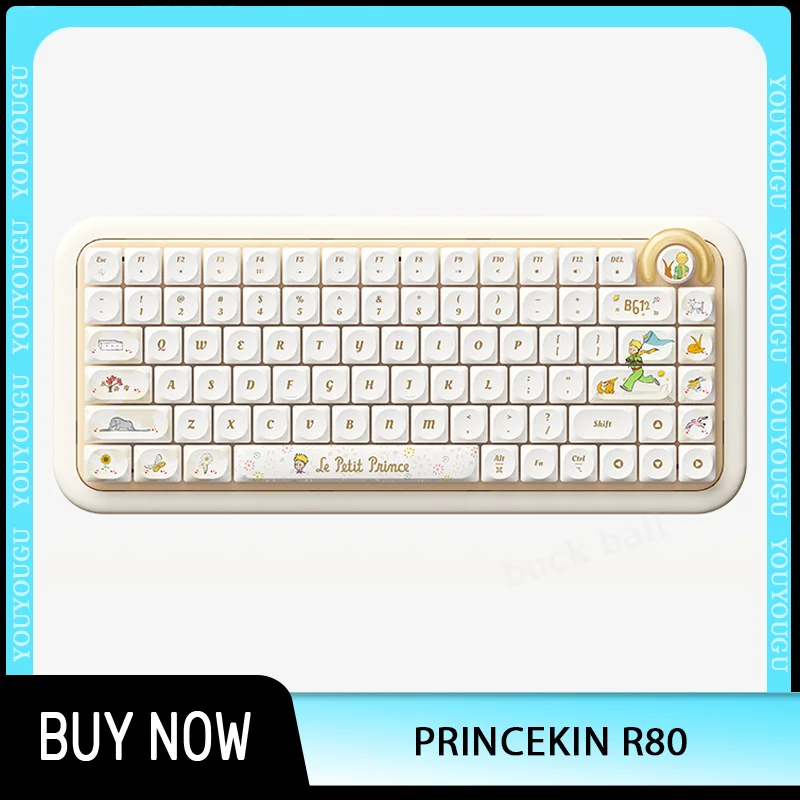 

Механическая клавиатура Mikit Princekin R80, беспроводные Bluetooth клавиатуры, 3 режима, горячая замена, Rgb, эргономика, Игровая клавиатура Pbt на заказ