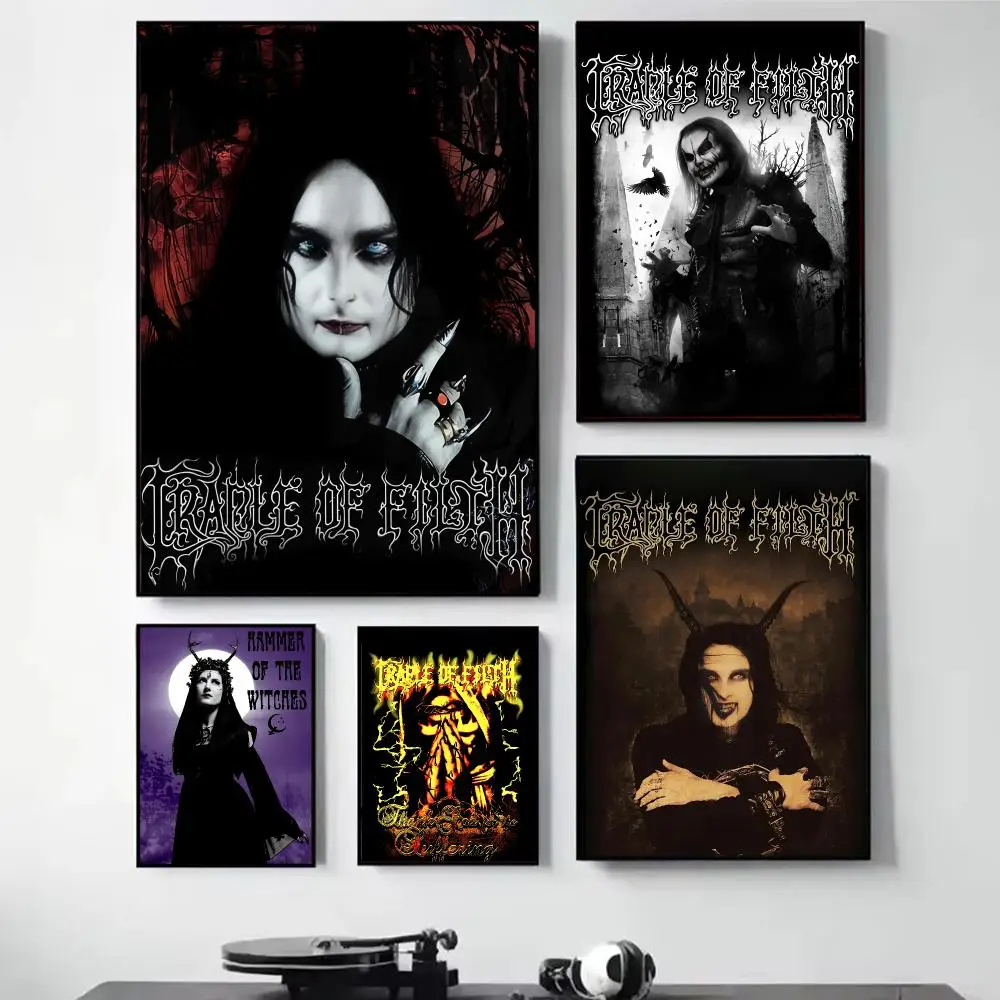 C-Cradle Of Filth Painting Calligraphy Self Adhesive Wall Art Waterproof Print For Bedroom Hallway Home Decor