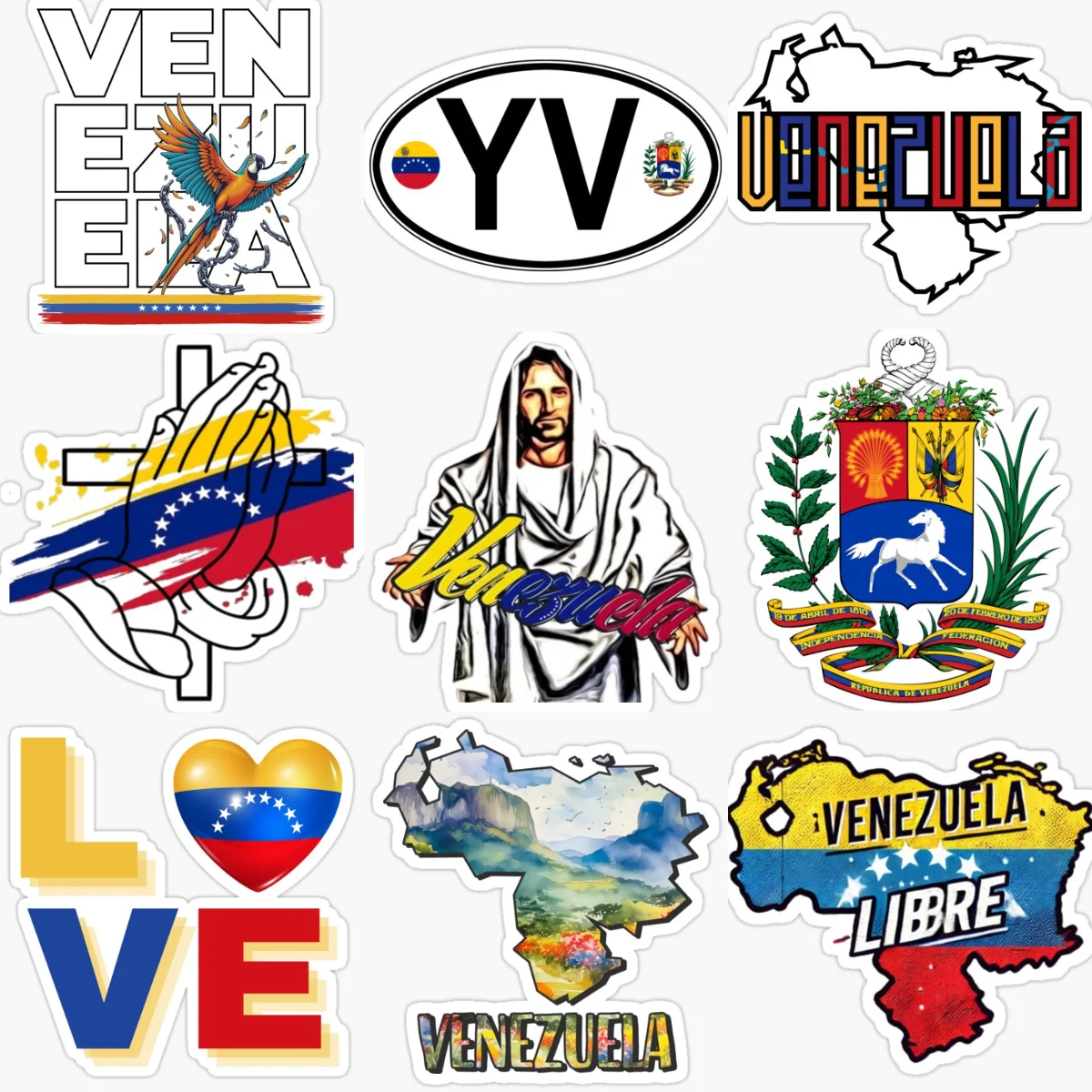 

Venezuela Flag Map National Emblem Creative PVC Car Stickers for Car Van Bicycle Window Helmet Wall Decoration Accessories