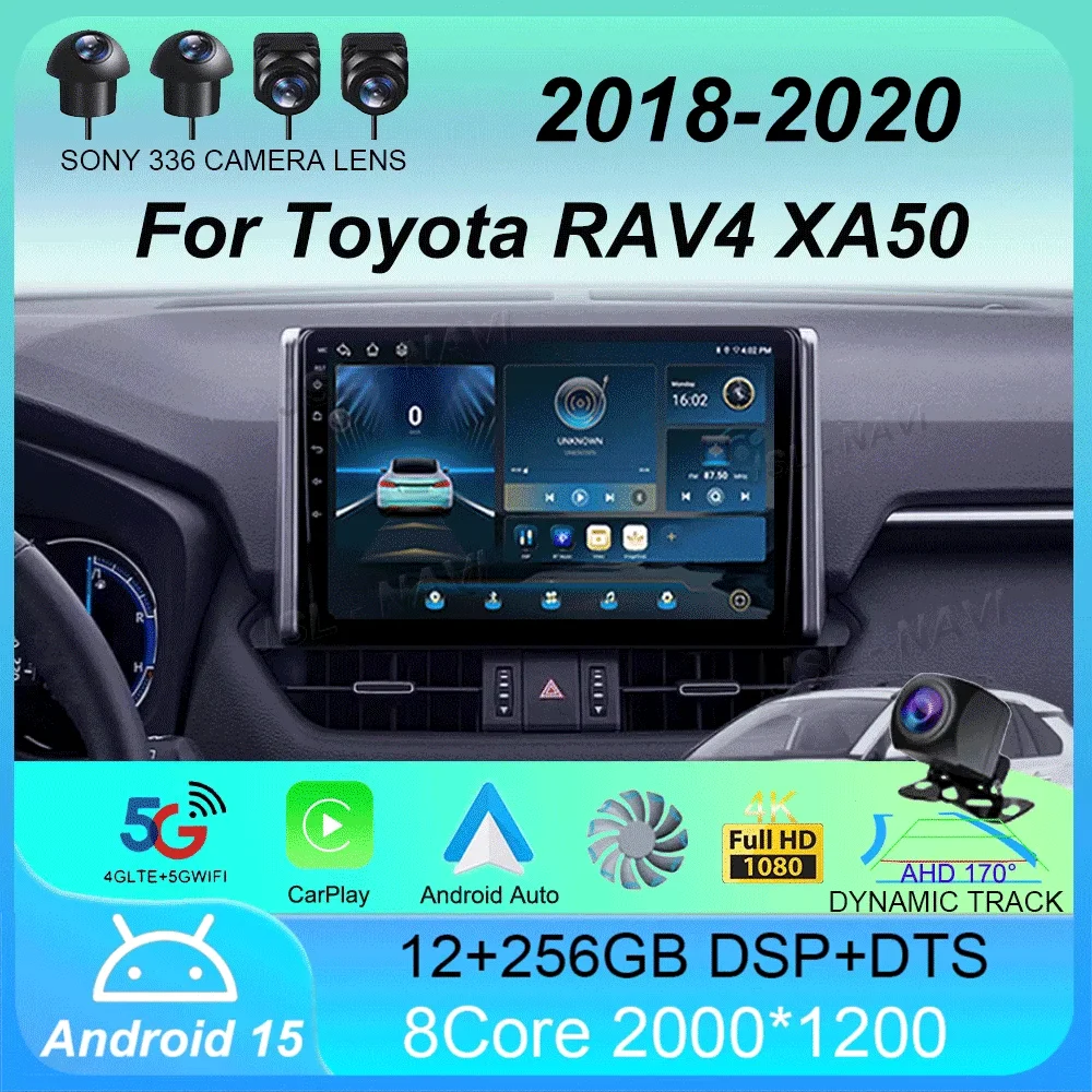 

Car Radio Android 15 Carplay For Toyota RAV4 XA50 2018 2019 2020 Navigation Multimedia GPS Player Stereo WiFi+4G video DSP 2 DIN