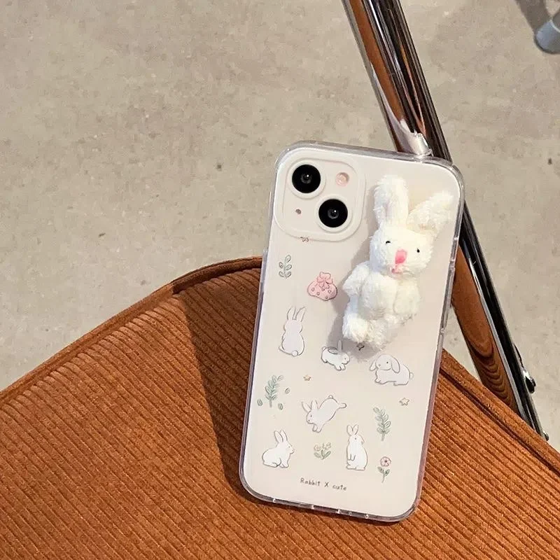 TD165 lint Rabbit For Samsung Galaxy S9 S10 S20 S21 FE S22 Plus S23 ULTRA  A52 A72 A12 A32 Case DIY TPU Soft Cover