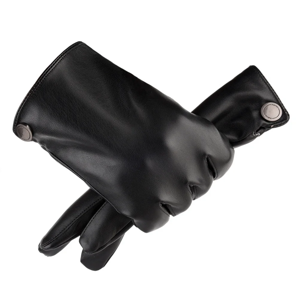 

1Pair PU Warm Riding Gloves Winter Cold Protection Waterproof Screen Touch Gloves Thick Durable Outdoor Black Free Size