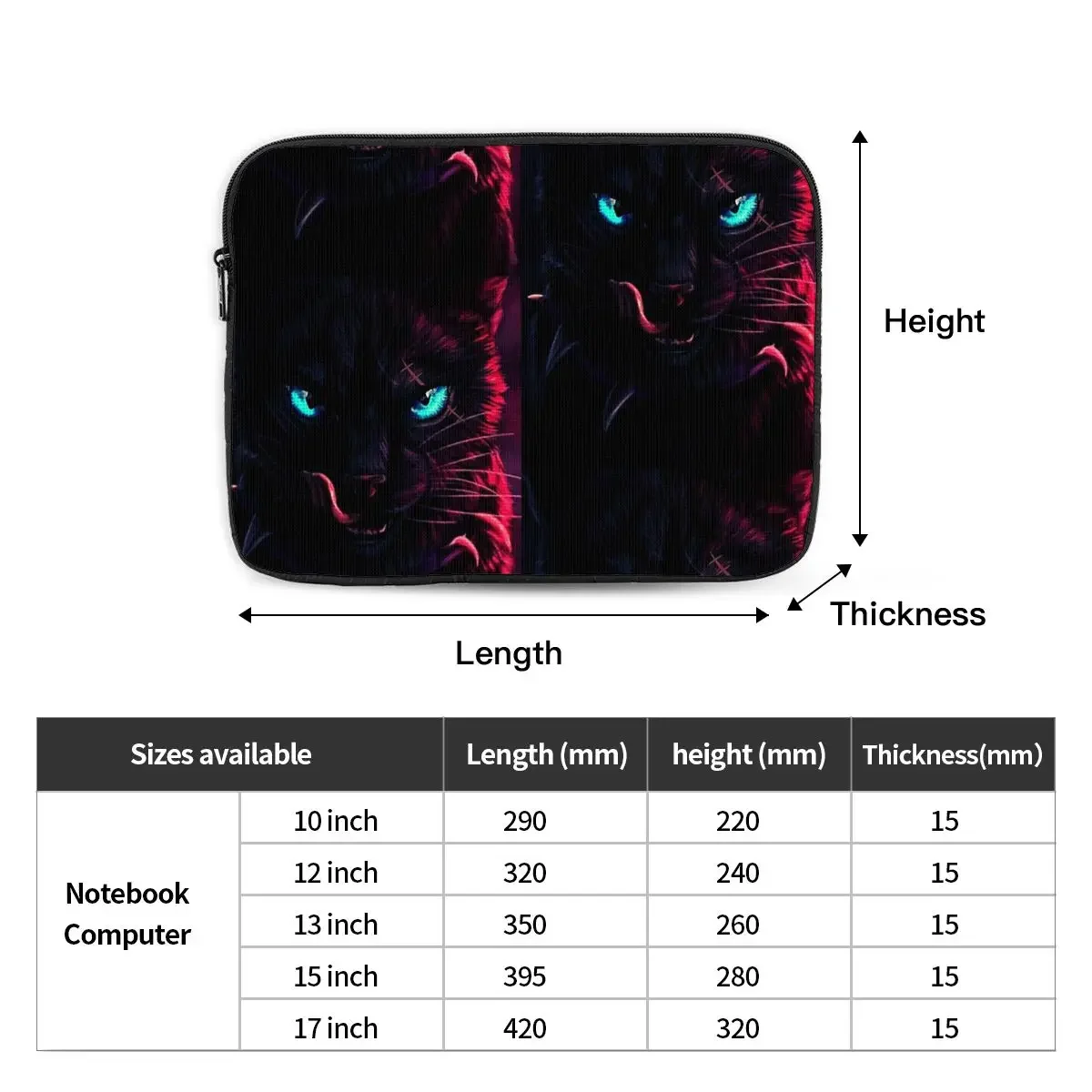 Cat Scourge Notebook Laptop Bag, Shockproof Bolsa Caso, Capa da luva, Tablet, 10 ", 12", 13 ", 15", 17"