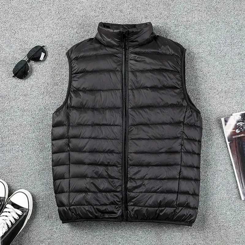 New 2023 Men Ultra Light Down Vests Sleeveless Jacket Men Portable Lightweight Windproof Waistcoat Autumn And Winter Warm Coats