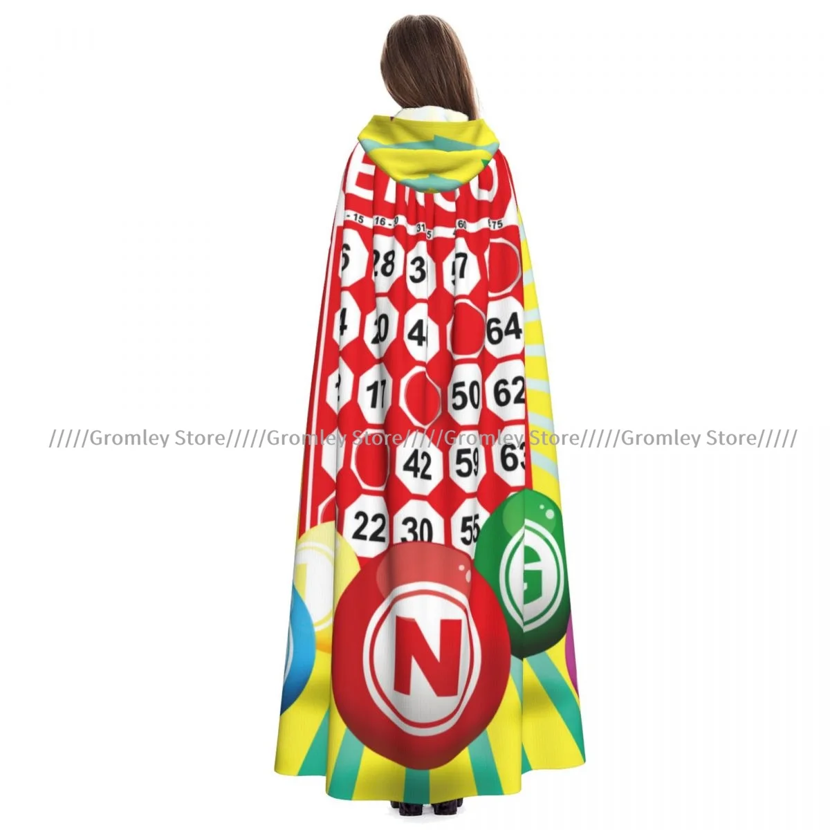 Witch Long Hooded Robe Bingo Card And Ball Halloween Cloak Cosplay Costumes for Adult