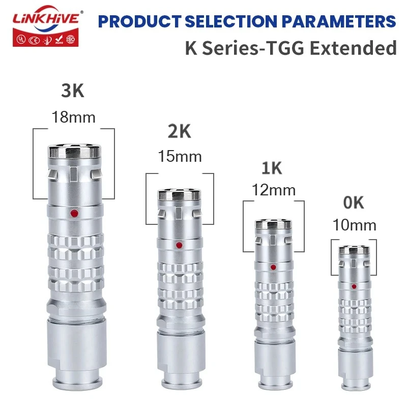 Compatible with LEMO FGG Extended Plug 0K 1K 2K 3K Series 2 3 4 6 8 9 10 12 14 16 18 20 24 26 30Pin Push-Pull Latching Connector