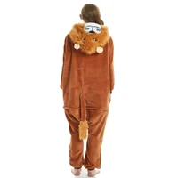 Kigurumi Adult Animal Costume Lion Onesie Plus Size Anime Brown Plush Pajamas Halloween Party Men Women Sleep Jumpsuits Pyjamas - Image 4