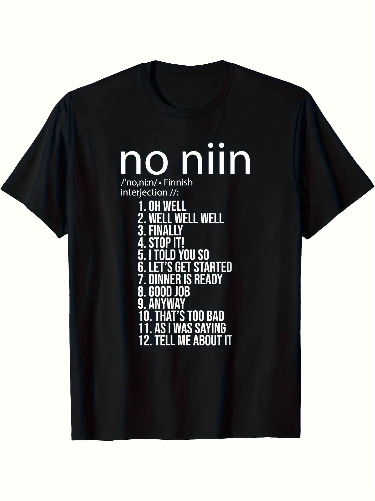 Funny Finnish No Niin T-Shirt - Sarcastic Dictionary Phrase Graphic Tee (Black And White) - Comfortable Daily Wear for Men - Mac