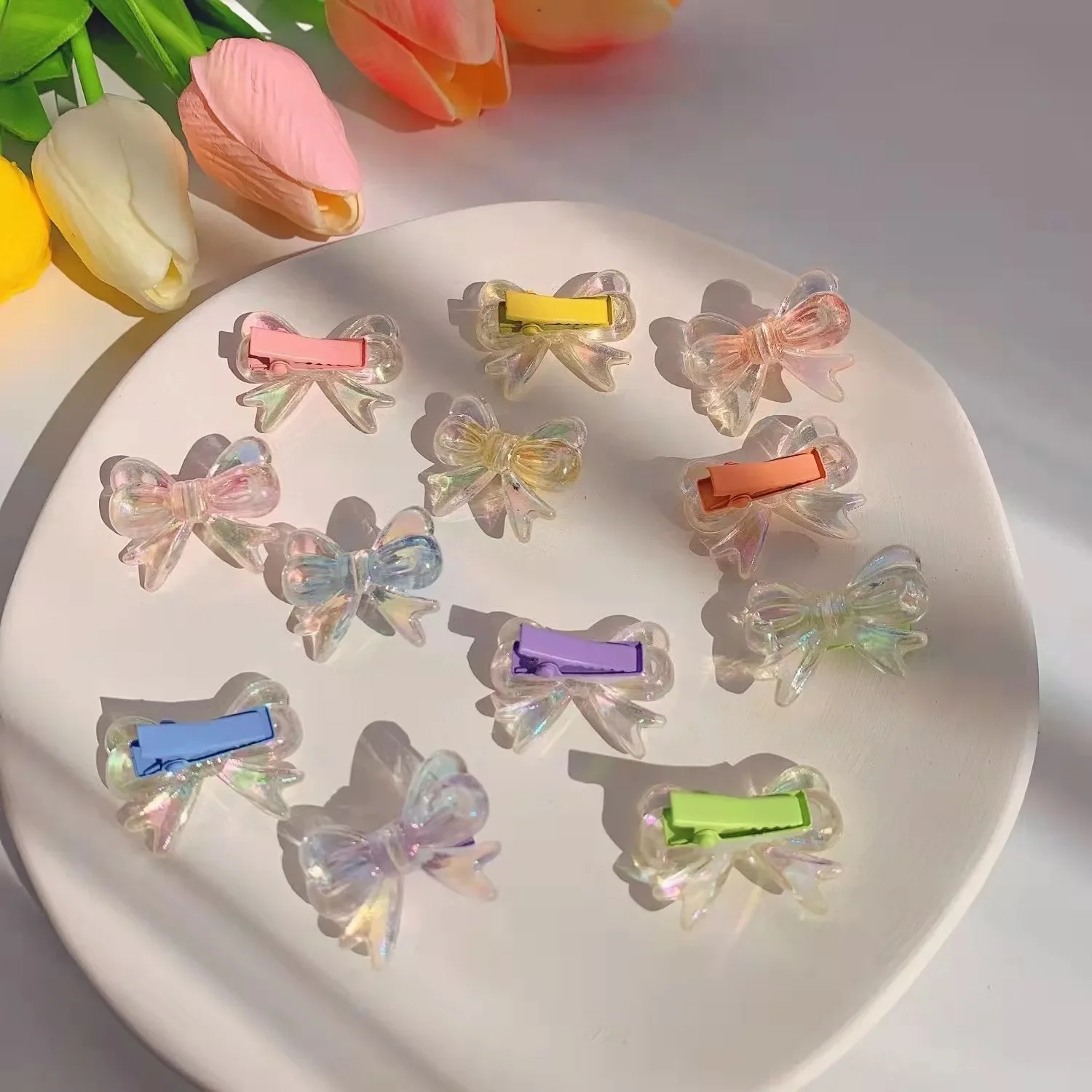 

1pc Colorful Bow Sweet Charm Japanese and Korean Versatile Duck Billed Clip Women's Jewelry Accessories 1 Dollar Items Charms