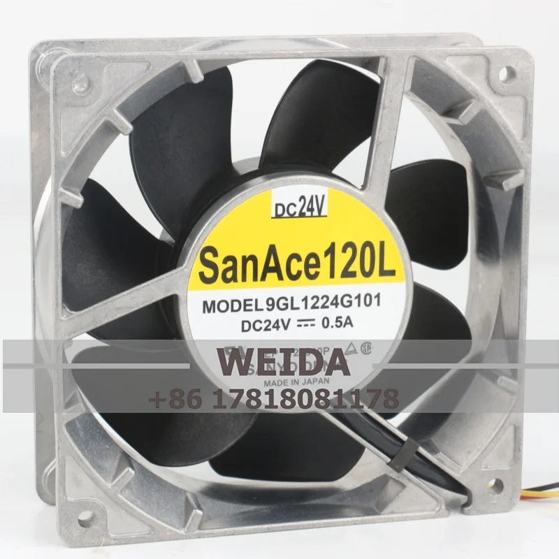 

Sanyo 9GL1224G101 12038 24V 0.50A three-wire aluminum frame Ball Bearing Inverter Cabinet Axial Cooling Fan120*120*38MM