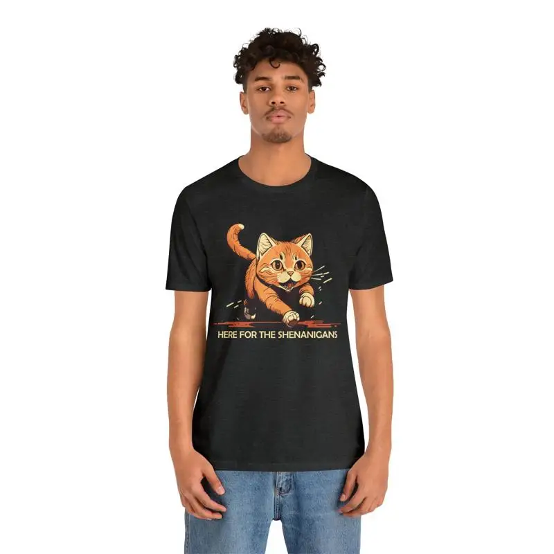 

Джерси футболка VT Here for the Shenanigans tabby cat