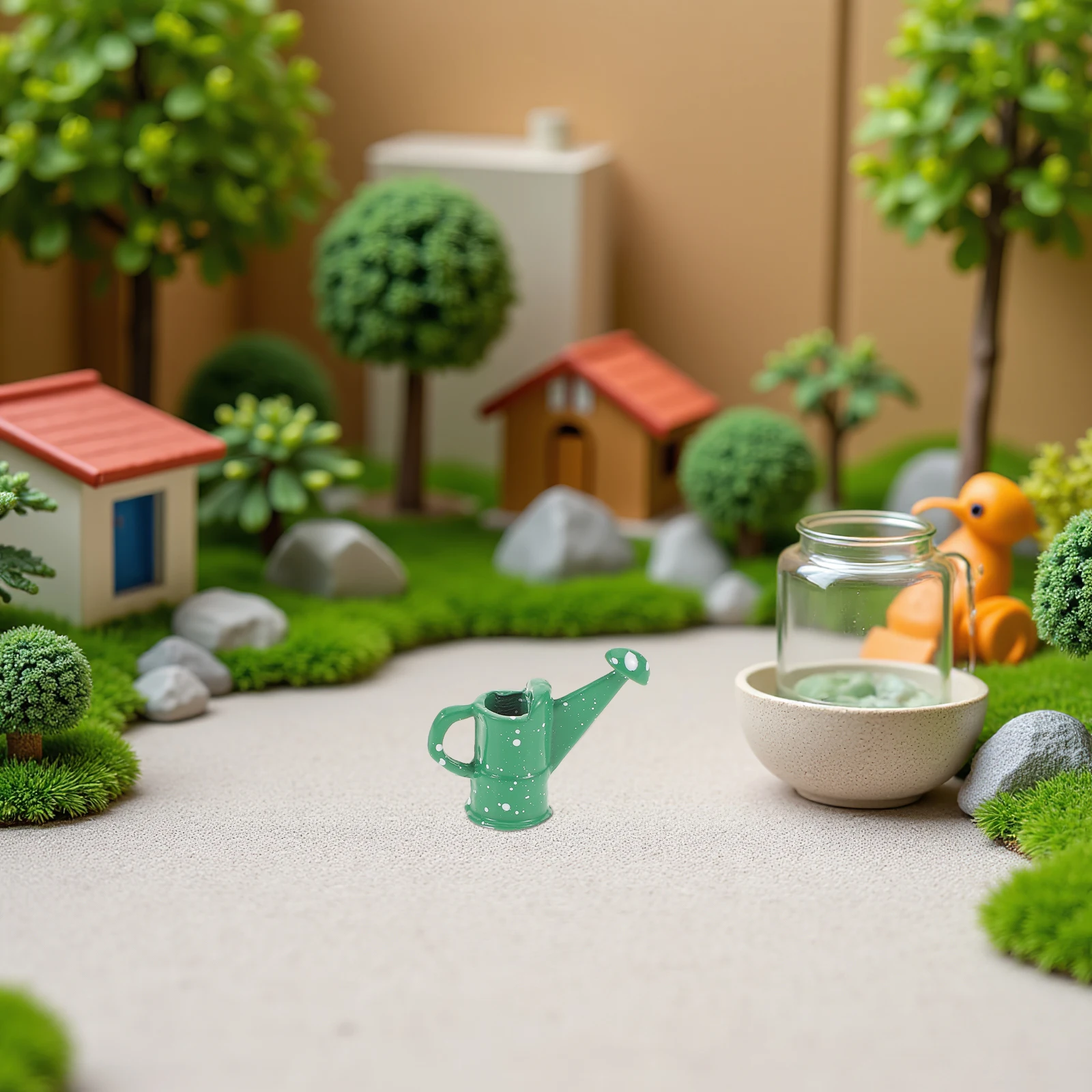 1 ensemble d'outils de jardinage miniatures, râteau réaliste, arrosoir, kit de plantation DIY pour maison de poupée, jeu de ferme - Mini jardin à main