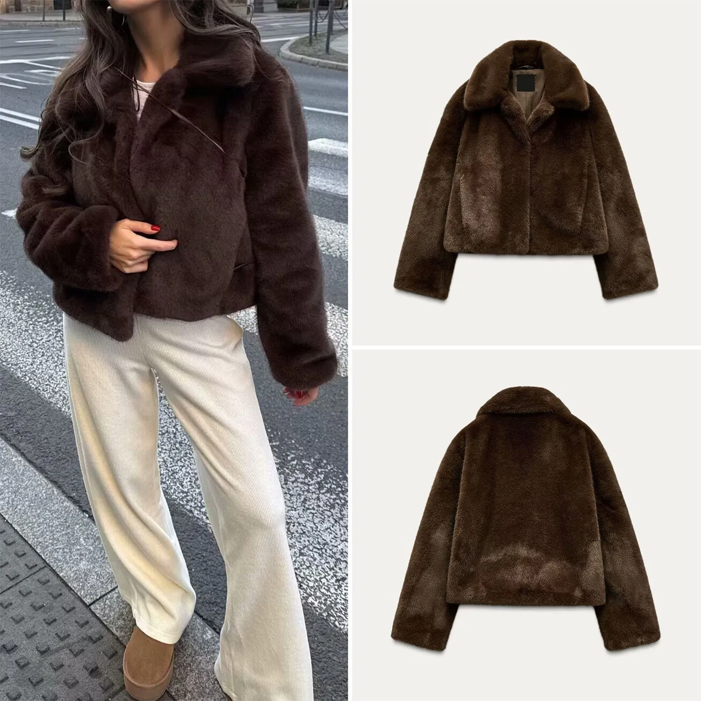 Faionable Effect Fur Artificiale Jaet Z Capispalla da donna Or Trendy All-Match Sle Lungo Chiusura con cerniera