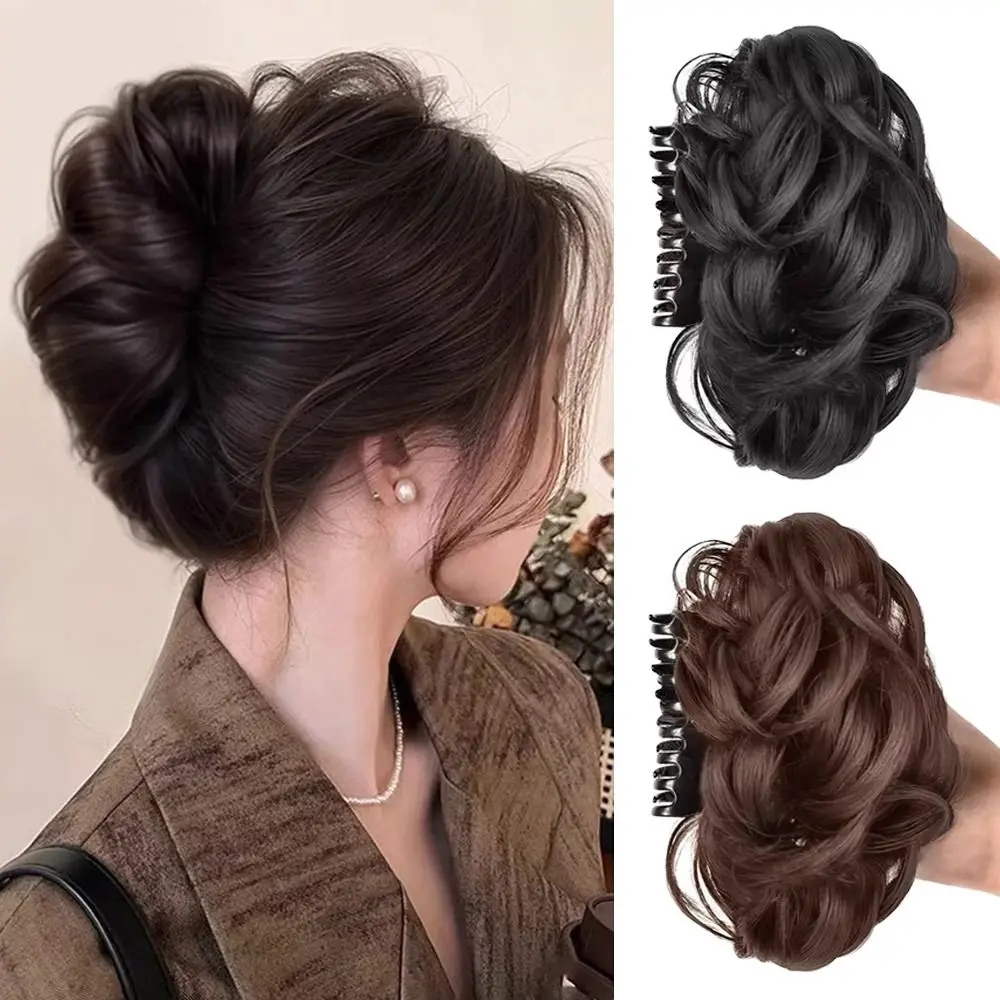 أدوات الشعر الاصطناعية كعكة الشعر مخلب كليب نابض بالحياة قطعة تصفيف شعر مستعار مشبك شعر رقيق للنساء