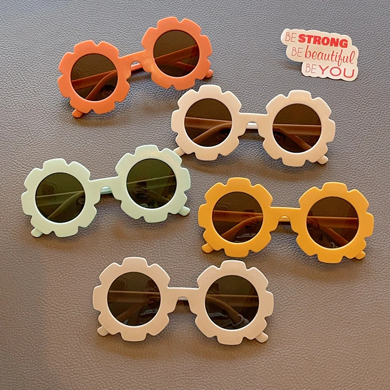 2024 New Children Colors Square Edged Sunflower Sunglasses UV400 Boys Girls Outdoor Cute Protection Sunglasses Kids Sun Glasses