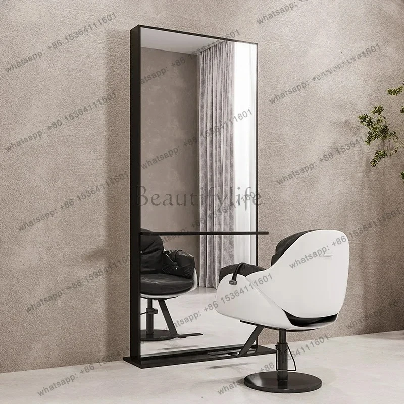 CC New Hairdresser Mirror Table Single And Double-sided Floor Mirror Haircut Mirror With Base Tray Seat
