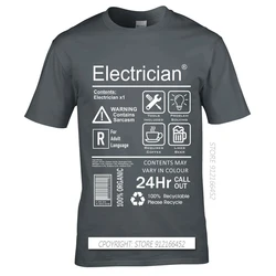 Camisetas divertidas de electricista para hombre, camisa con cuello redondo, estampado 3D, paquete de instrucciones de cuidado, Top de ingeniero eléctrico, Verano