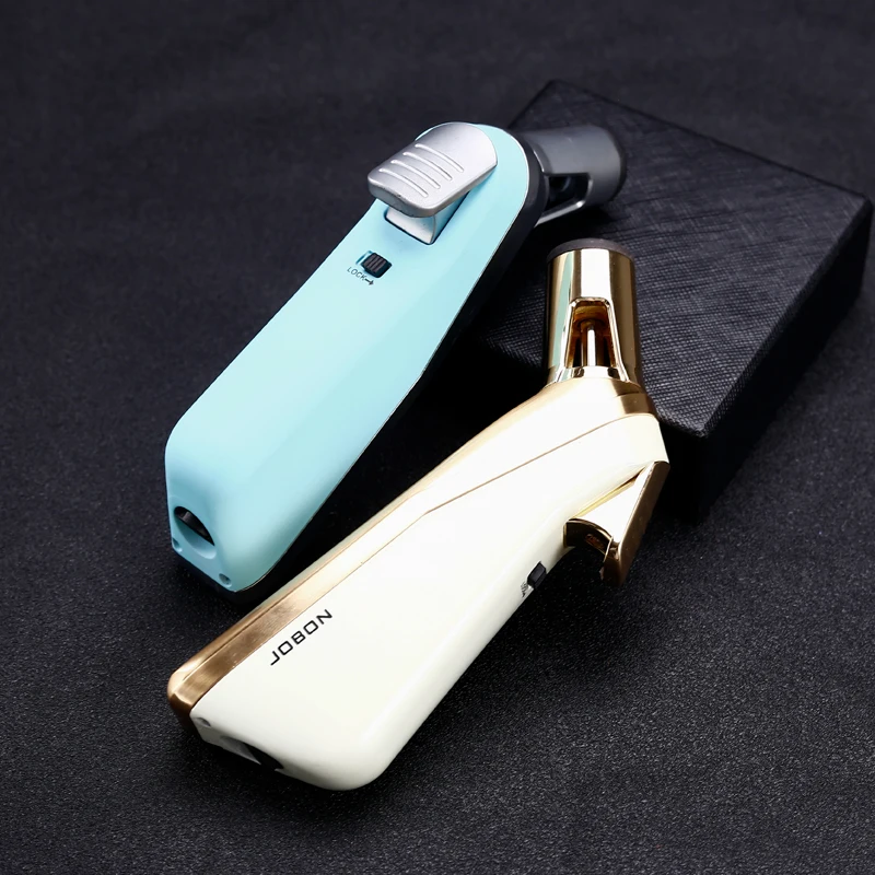 JOBON Windproof Blue Flame Gun Lighter Adjustable Flame Size Circulating Inflatable 360° Inverted Ignition Safety Lock Ignition
