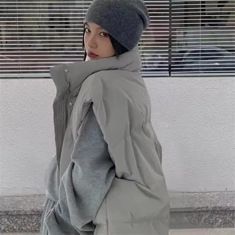 2025 Nieuwe Koreaanse Winter Vest Jassen Vrouwen Mode Warme Gewatteerde Vesten Mouwloze Losse Vrouwelijke Vest Puffer Uitloper
