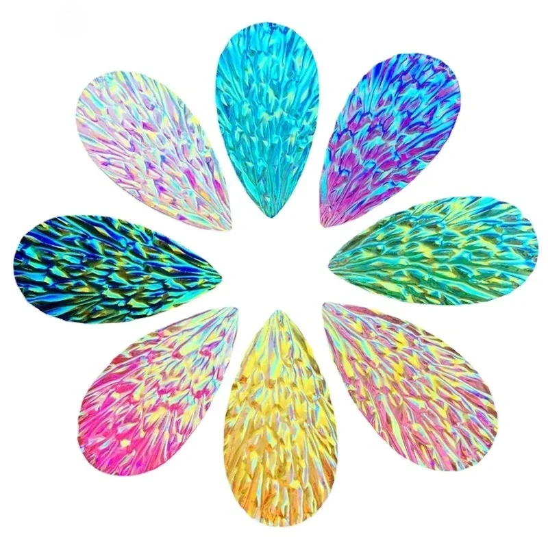 15 pieces/batch 15 * 29mm teardrop shaped resin AB Rhinestone flat back scrapbook DIY jewelry decoration