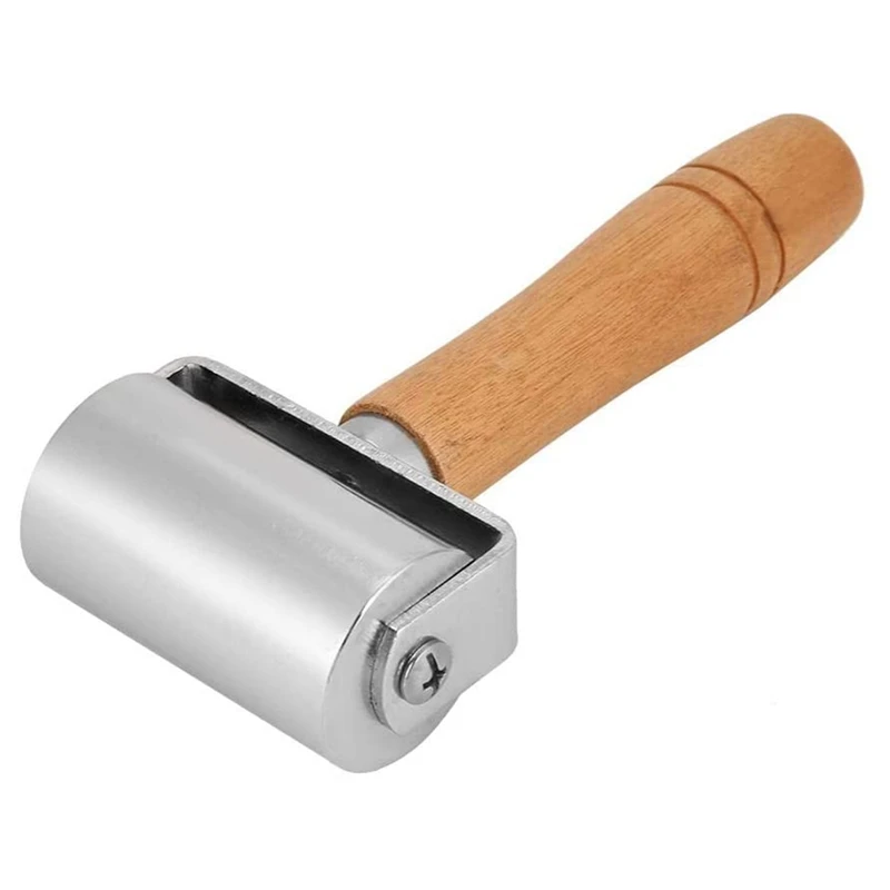 Leather Press Roller Wooden Handle Platen Tools Leather Press Edge Roller Leather Glue Roller Metal Roll