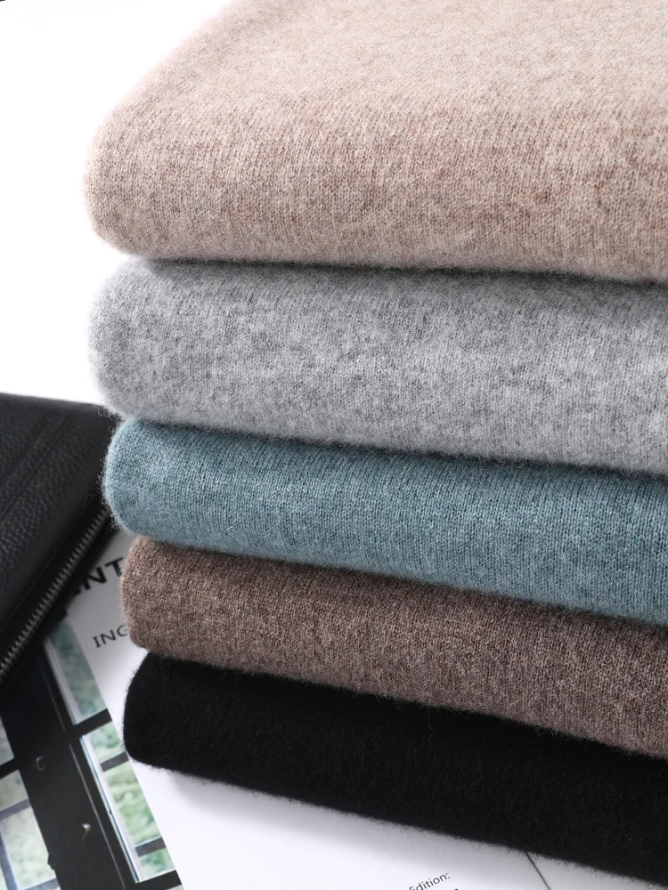 

Men's Autumn Winter Turtleneck Pullover 100% Merino Wool Long sleeves Smart Casual Loose Basic Knitted Sweater Clothes Tops