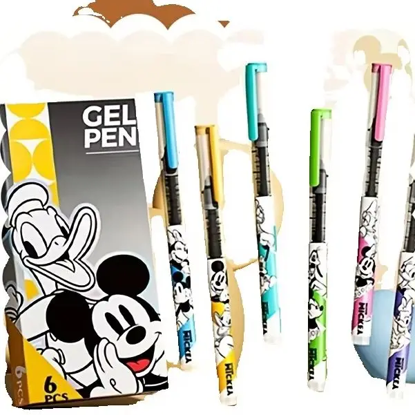 Stylo neutre rétractable Disney Mickey, Minnie et ses amis, pointe de 0.5mm, adapté à un usage au bureau, papeterie créative pour l'apprentissage
