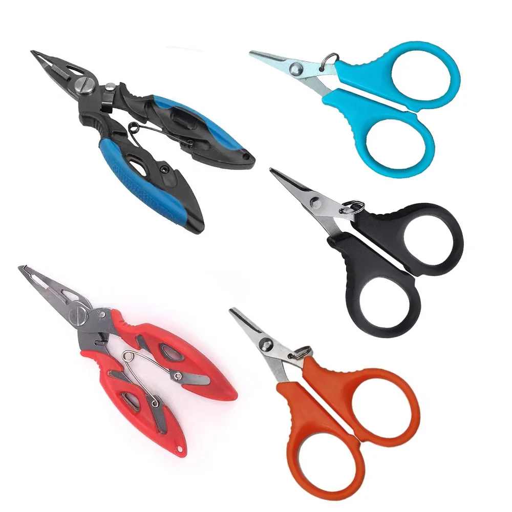 1Pc Multifunctional Outdoors Accessoris Fishing Plier Scissor Fishing Line Lure Cutter Hook Remover Steel Scissor Pliers