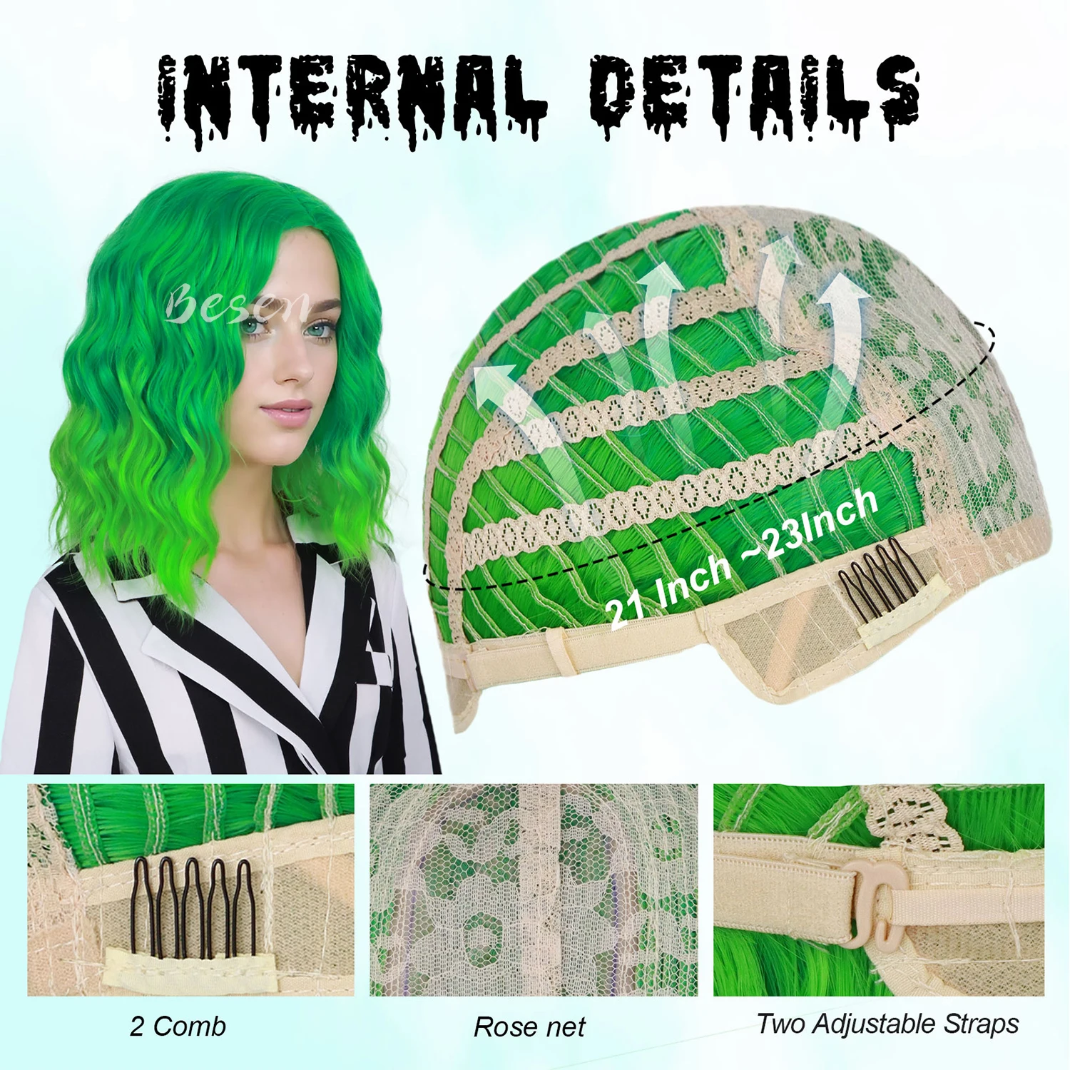 Synthetic Green Ombre Wig for Women Short Curly Wavy Green Bob Wigs Cosplay Halloween Wigs Heat Resistant Bob Party Wig