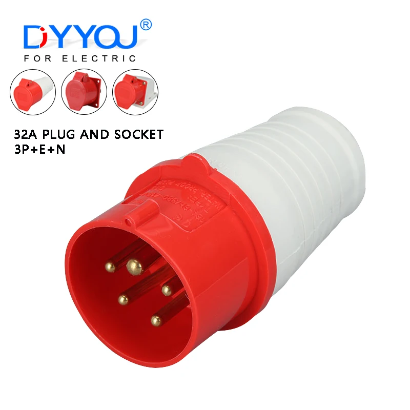 

Industrial Plug And Socket IP44 Waterproof Connector 5Pin 32A Wall Mounted Socket Waterproof Electrical Connection 380-415V