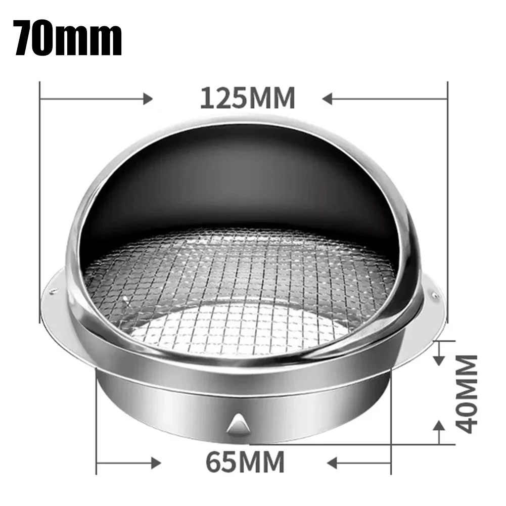 

Stainless Steel Vent Grille For Tumble Dryer Vent Pipeshoses Round Brushed Horn External Extraction Wall Vent