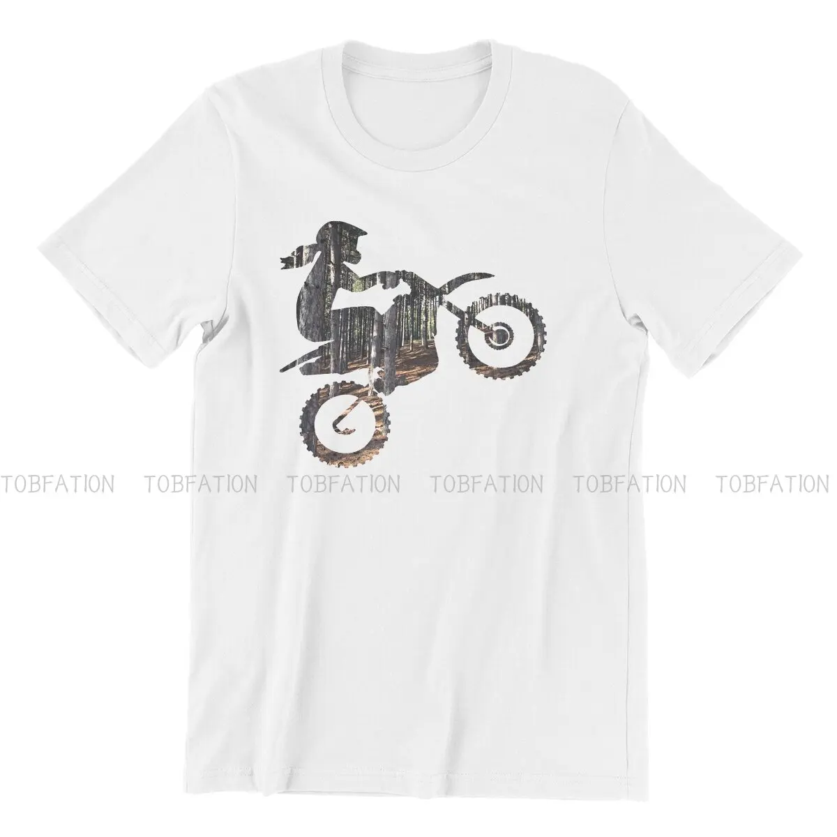 Dirt Bike Girl Silhouette With Trees  Casual TShirt Enduro Cross Motorcycle Racing Printing Tops T Shirt Male Short Sleeve Gift