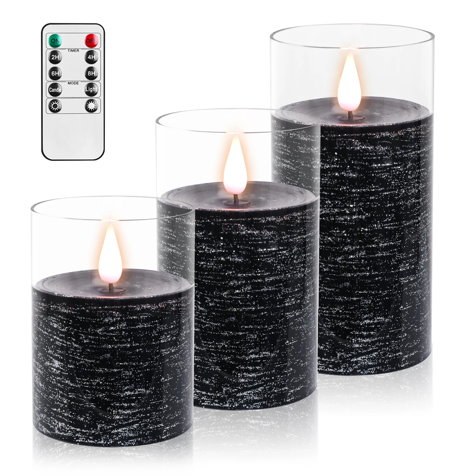 

Clearance!3Pcs Electronic Flameless Candles Light Flickering Wick 3D Effect Glass Candle Light Home Festival Party Decoration