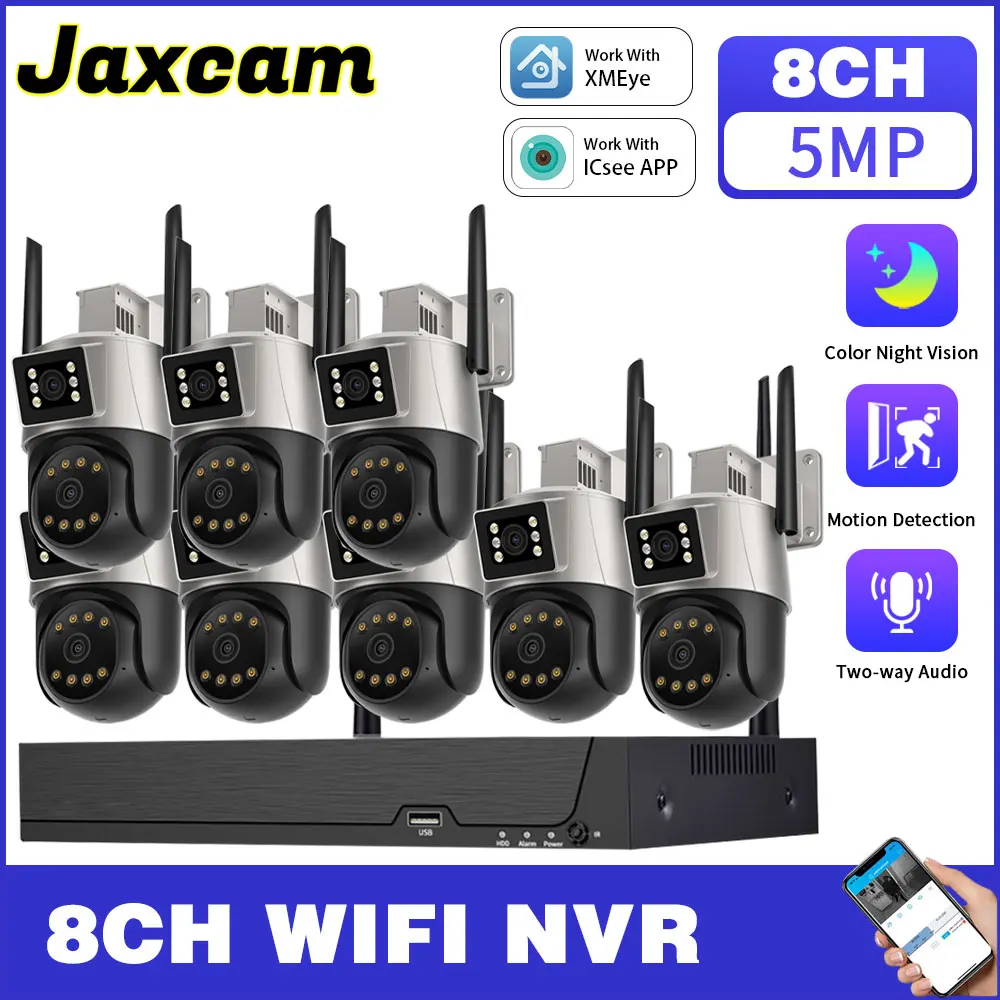 

6MP WI-FI CCTV Security Camera System Kit GP WiFi IP Camera Bidirectional Audio 8 Channel Home Monitoring WiFi NVR Kit