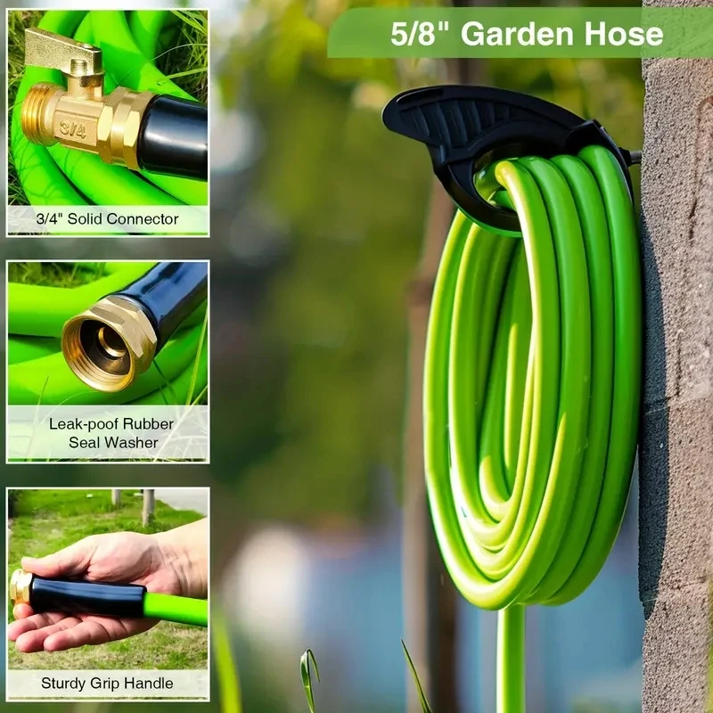 25FT/50FT Garden Hose, With 3/4 valve, Without nozzle, 2.75mm wall thickness, made from a PVC and polymer mix, 5/8-inch inside