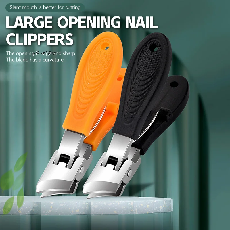 Large Jaw Openning Nail Clipper Thick Hard Slanted Nail Cutter Stainless Steel Manicure Tools Toe Cutter Trimmer Anti-Splash