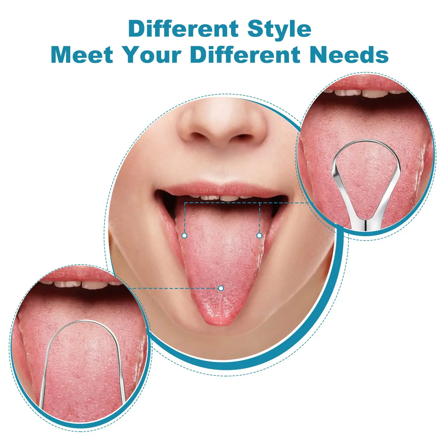 Tongue Cleaner with 2 Mini Hooks Stainless Steel Tongue Brush for Adults and Kids Reduce Bad Breath Tongue Scraper (2 Pack)