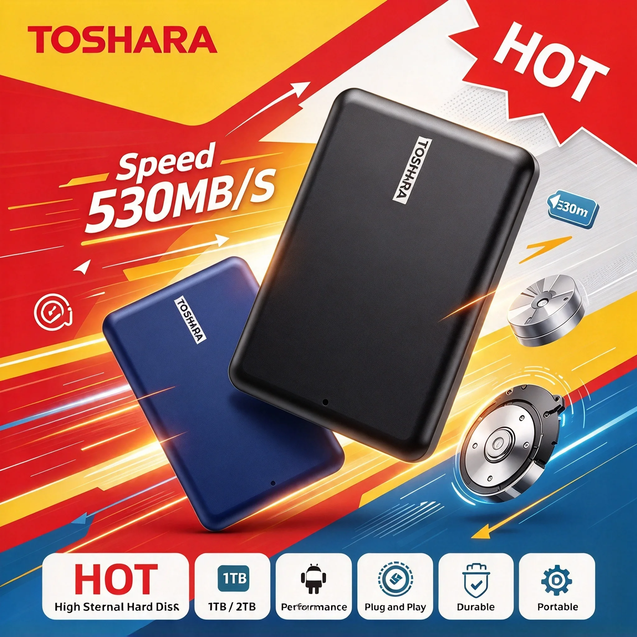 TOSHARA A5 1TB 2TB Mini Mobile Solid State Drive USB3.1 High Speed Portable External SSD Hard Disk for Notebook Laptop Mac