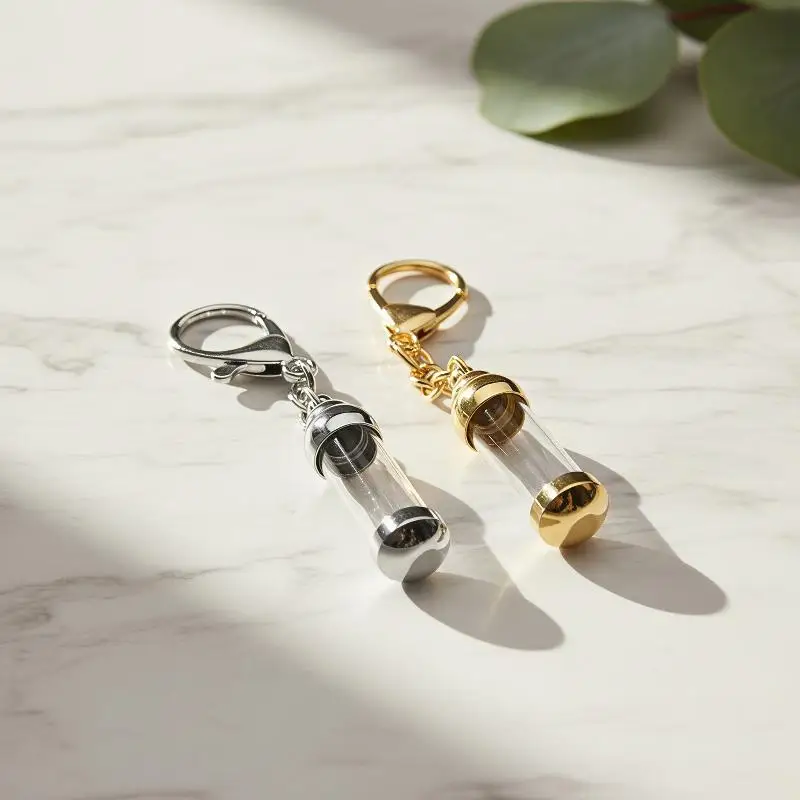 NEW Cylinder Glass Vial Keychain Clear Glass For Ash Sand Lucky Charm Keyring Openable Screw Cap DIY Wishing Bottle Pendant
